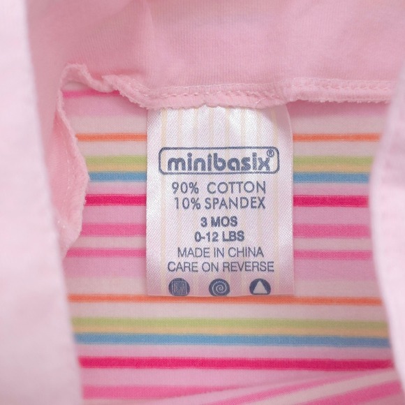 Vintage Minibasix Baby Girl Pink Floral Butterfly Sleeveless Jumper Romper 3M - Picture 4 of 6